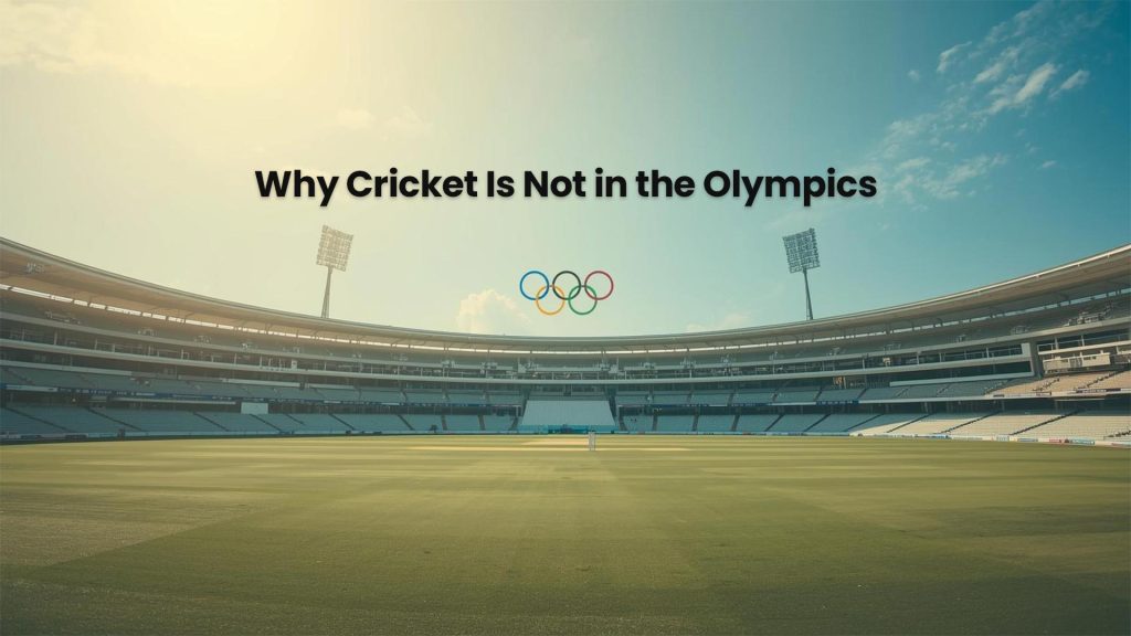 Cricket not in the Olympics banner image showing stadium with Olympic rings